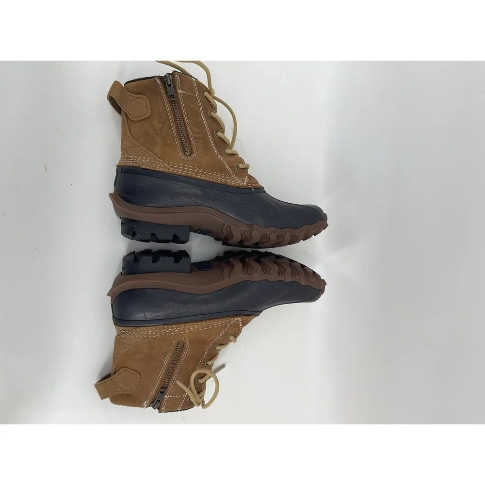 Wolverine Brown Leather Waterproof Zip Duck Work Boots Womens Rain 9.5 Rubber‎